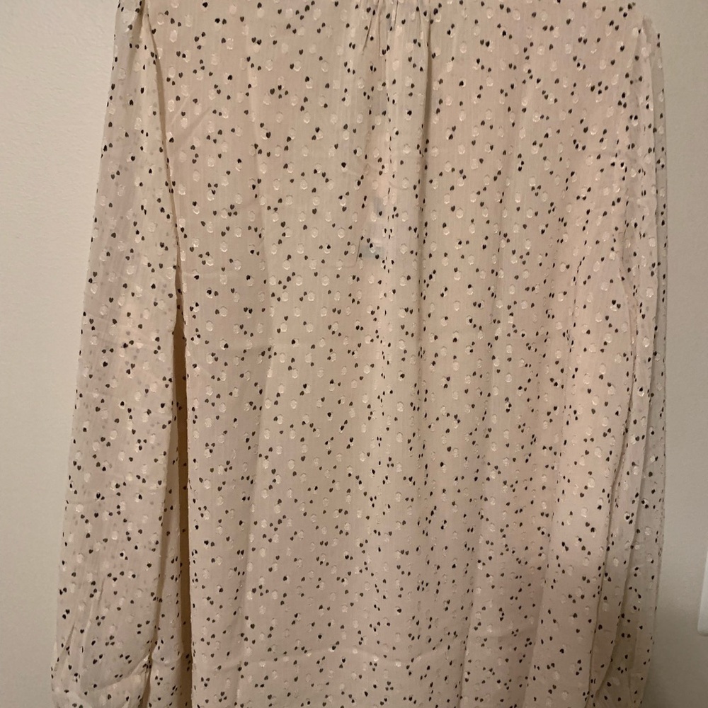 New Hilary Radley Cream Blouse with Black Dots and Long Sleeves. Size XL - Picture 8 of 9